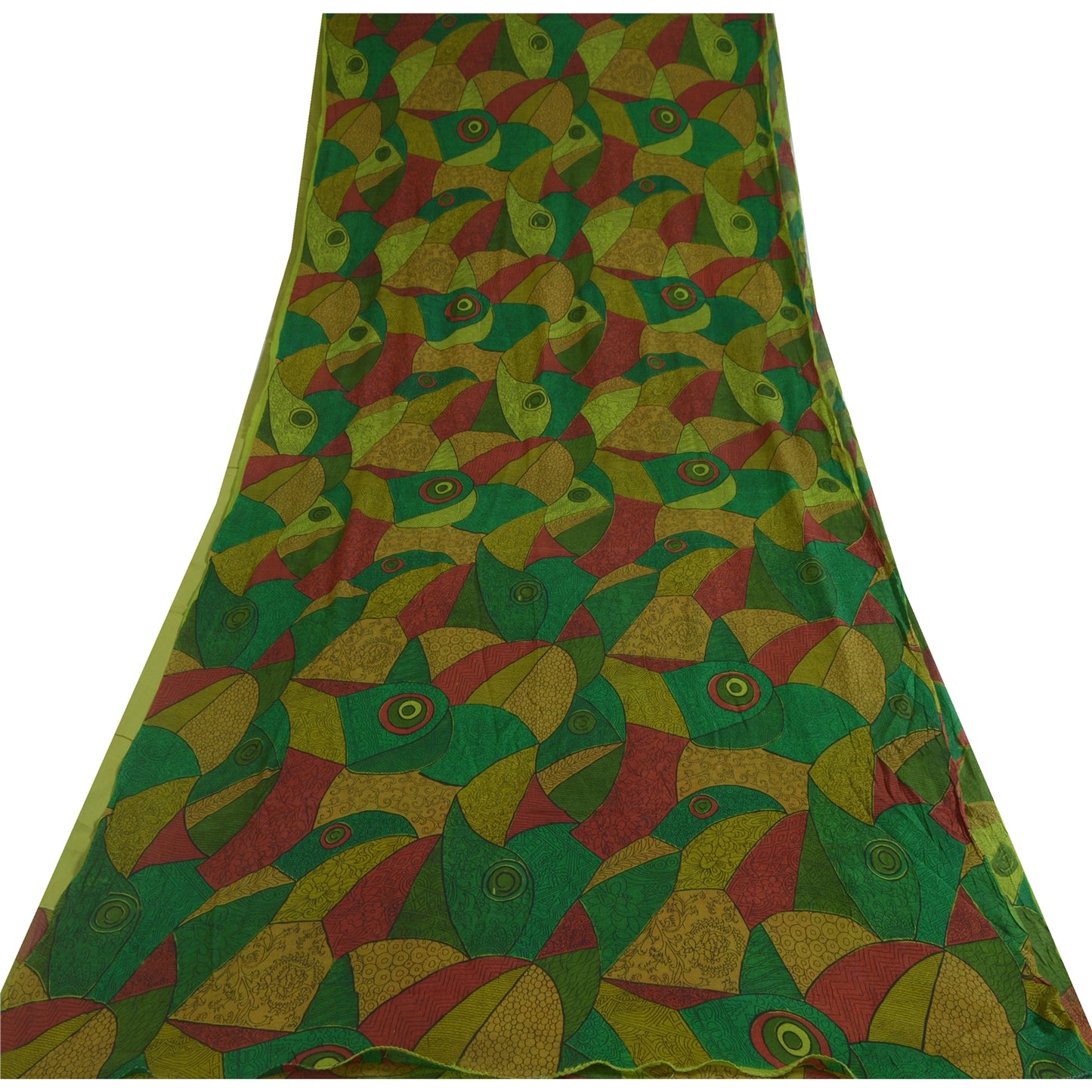 Sanskriti Vintage Sarees Indian Multi 100% Pure Silk Printed Sari Craft Sustainable Fabric