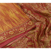 Sanskriti Vintage Sarees Red/Yellow Pure Silk Printed Sari Soft 5yd Craft Sustainable Fabric