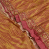 Sanskriti Vintage Sarees Red/Yellow Pure Silk Printed Sari Soft 5yd Craft Sustainable Fabric