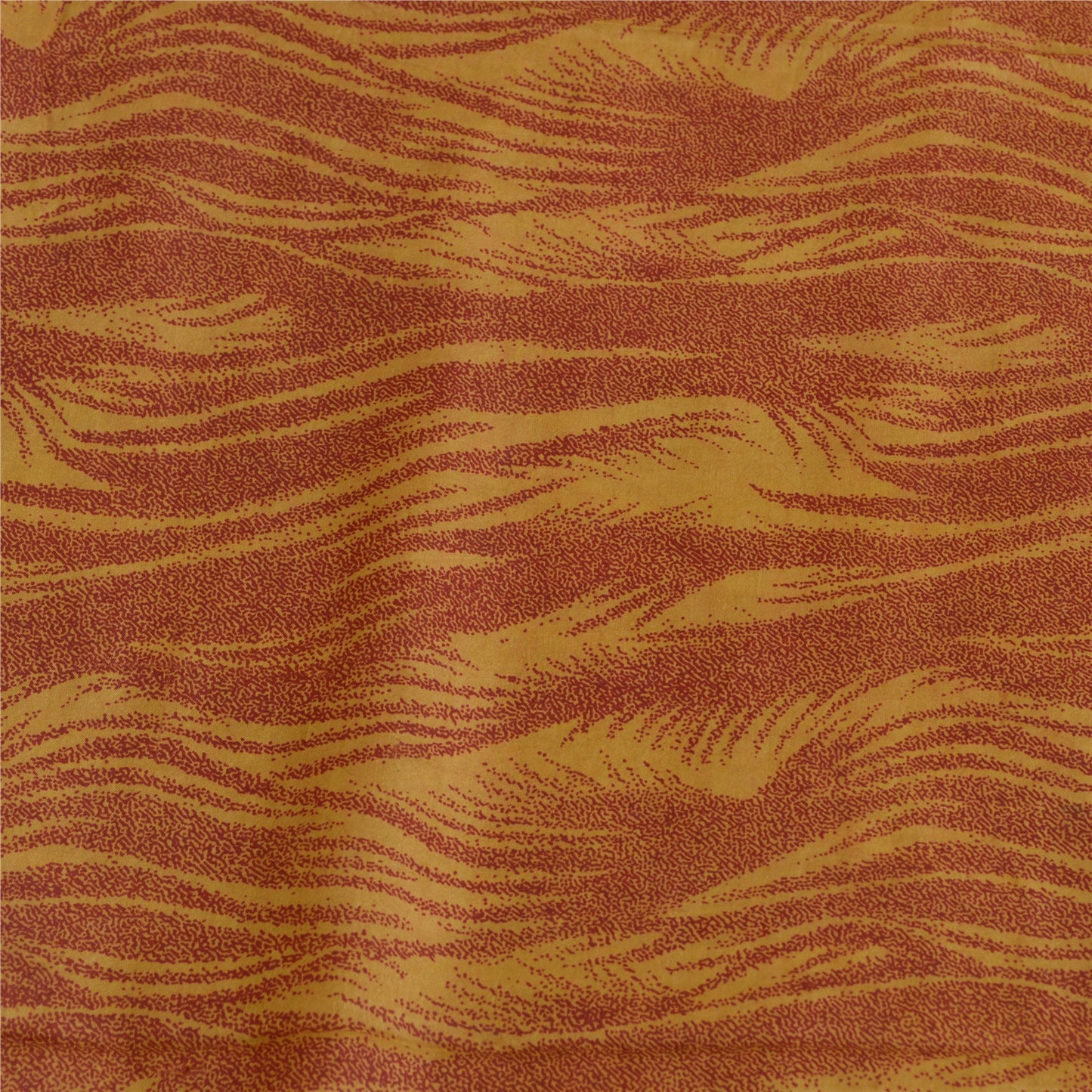 Sanskriti Vintage Sarees Red/Yellow Pure Silk Printed Sari Soft 5yd Craft Sustainable Fabric