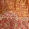 Sanskriti Vintage Sarees Red/Yellow Pure Silk Printed Sari Soft 5yd Craft Sustainable Fabric