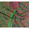 Sanskriti Vintage Sarees Indian Green 100% Pure Silk Printed Sari Craft Sustainable Fabric