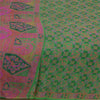 Sanskriti Vintage Sarees Indian Green 100% Pure Silk Printed Sari Craft Sustainable Fabric