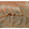 Sanskriti Vintage Sarees Indian Peach/Green Pure Silk Printed Sari Craft Sustainable Fabric