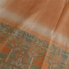Sanskriti Vintage Sarees Indian Peach/Green Pure Silk Printed Sari Craft Sustainable Fabric
