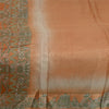 Sanskriti Vintage Sarees Indian Peach/Green Pure Silk Printed Sari Craft Sustainable Fabric