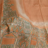 Sanskriti Vintage Sarees Indian Peach/Green Pure Silk Printed Sari Craft Sustainable Fabric