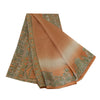 Sanskriti Vintage Sarees Indian Peach/Green Pure Silk Printed Sari Craft Sustainable Fabric