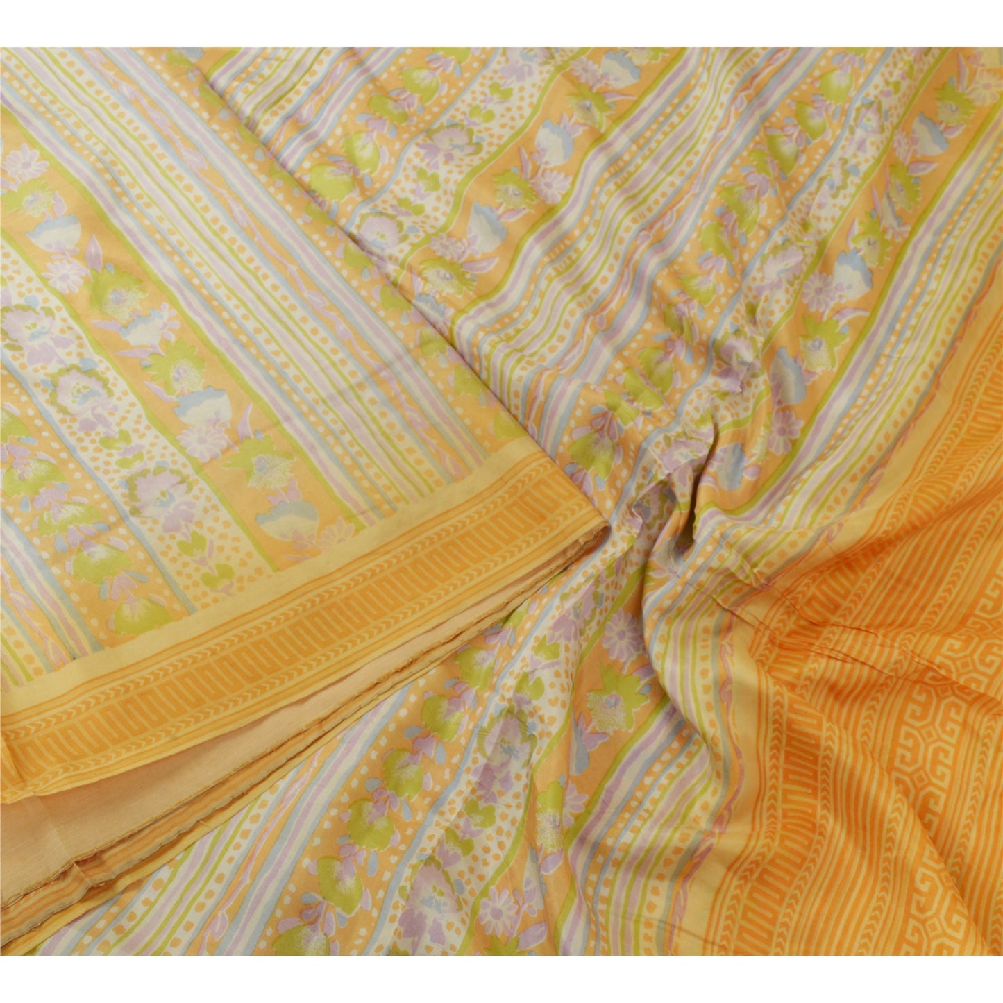 Sanskriti Vintage Sarees Quilting Felting Craft Sustainable Fabric Print 100% Pure Silk Sari