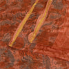 Sanskriti Vintage Sarees Orange Zari Border Printed Pure Silk Sari Craft Sustainable Fabric
