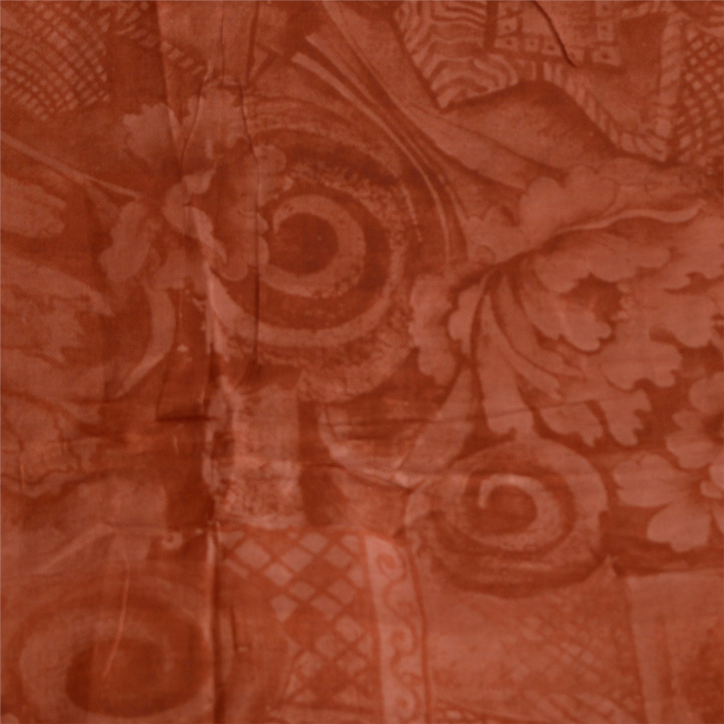 Sanskriti Vintage Sarees Orange Zari Border Printed Pure Silk Sari Craft Sustainable Fabric