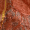 Sanskriti Vintage Sarees Orange Zari Border Printed Pure Silk Sari Craft Sustainable Fabric