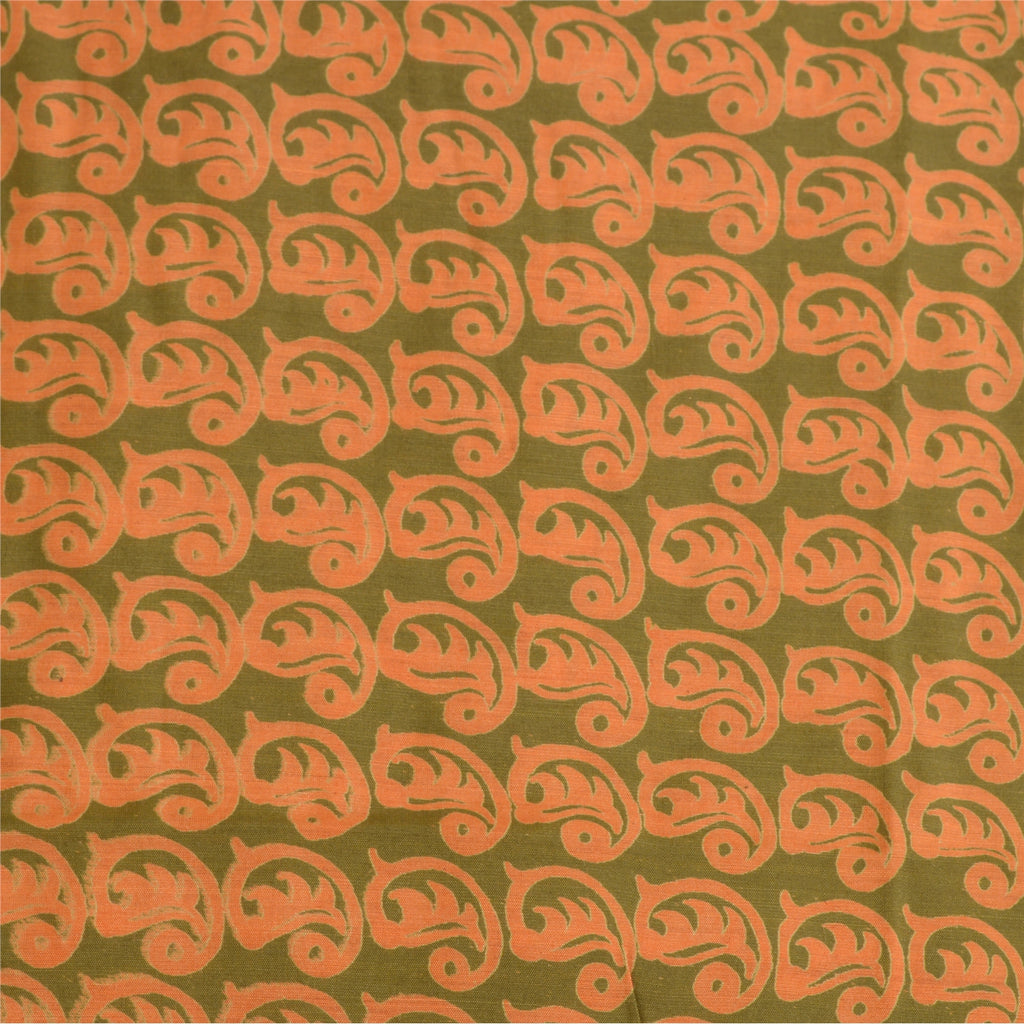 Санскритские винтажные сари индийское оранжево-зеленое сари из чистого шелка с принтом ремесло устойчивая ткань