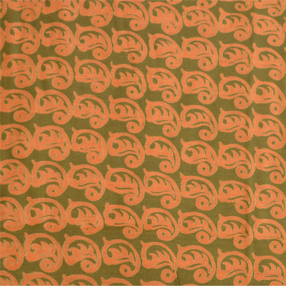 Санскритские винтажные сари индийское оранжево-зеленое сари из чистого шелка с принтом ремесло устойчивая ткань