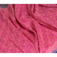 Load image into Gallery viewer, Sanskriti Vintage Sarees Pink/Purple Bandhani Printed Pure Silk Sari 5yd Fabric
