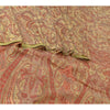 Sanskriti Vintage Sarees Red/Beige Pure Silk Printed Sari 5yd Soft Craft Sustainable Fabric