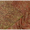 Sanskriti Vintage Sarees Red/Beige Pure Silk Printed Sari 5yd Soft Craft Sustainable Fabric