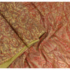 Sanskriti Vintage Sarees Red/Beige Pure Silk Printed Sari 5yd Soft Craft Sustainable Fabric