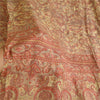 Sanskriti Vintage Sarees Red/Beige Pure Silk Printed Sari 5yd Soft Craft Sustainable Fabric