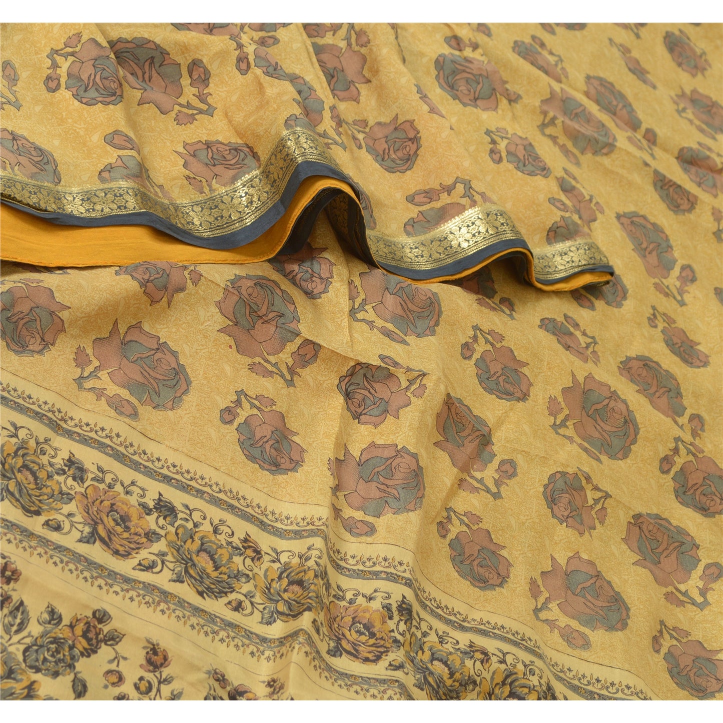 Sanskriti Vintage Sarees Quilting Felting Craft Sustainable Fabric Pure Silk Printed Sari