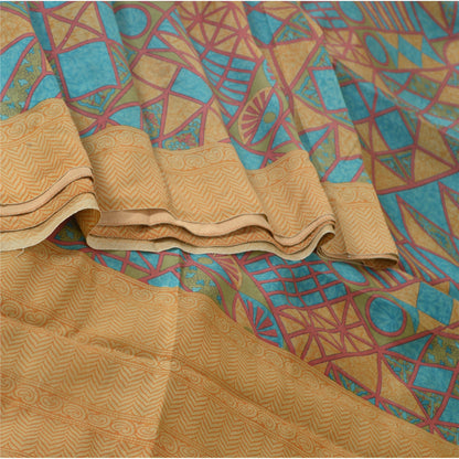 Sanskriti Vintage Sarees Indian Multi 100% Pure Silk Printed Sari Craft Sustainable Fabric