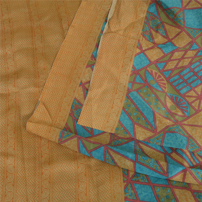 Sanskriti Vintage Sarees Indian Multi 100% Pure Silk Printed Sari Craft Sustainable Fabric