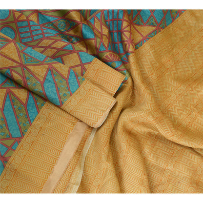 Sanskriti Vintage Sarees Indian Multi 100% Pure Silk Printed Sari Craft Sustainable Fabric