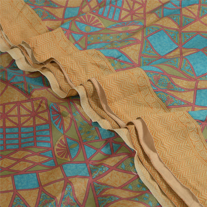 Sanskriti Vintage Sarees Indian Multi 100% Pure Silk Printed Sari Craft Sustainable Fabric