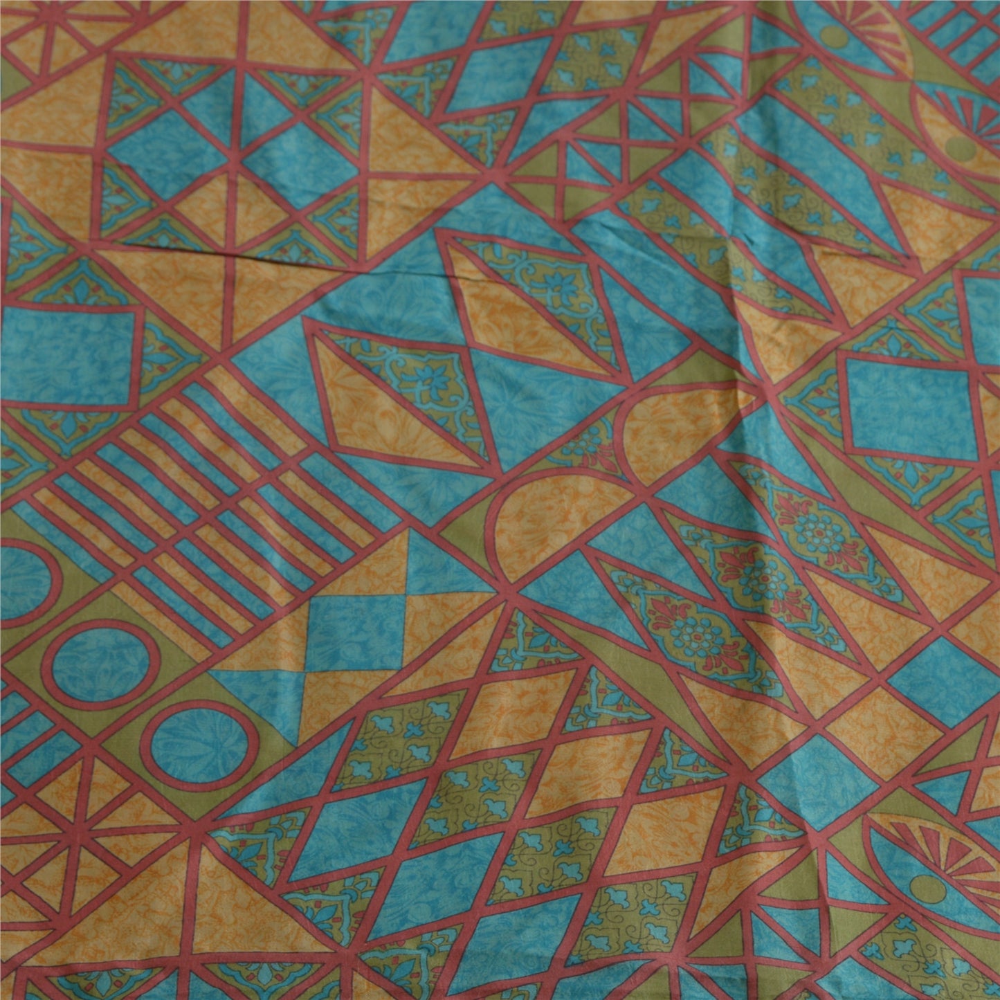 Sanskriti Vintage Sarees Indian Multi 100% Pure Silk Printed Sari Craft Sustainable Fabric