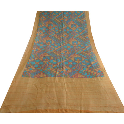 Sanskriti Vintage Sarees Indian Multi 100% Pure Silk Printed Sari Craft Sustainable Fabric