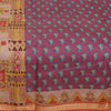 Sanskriti Vintage Sarees Purple 100% Pure Silk Printed Sari Floral Craft Sustainable Fabric
