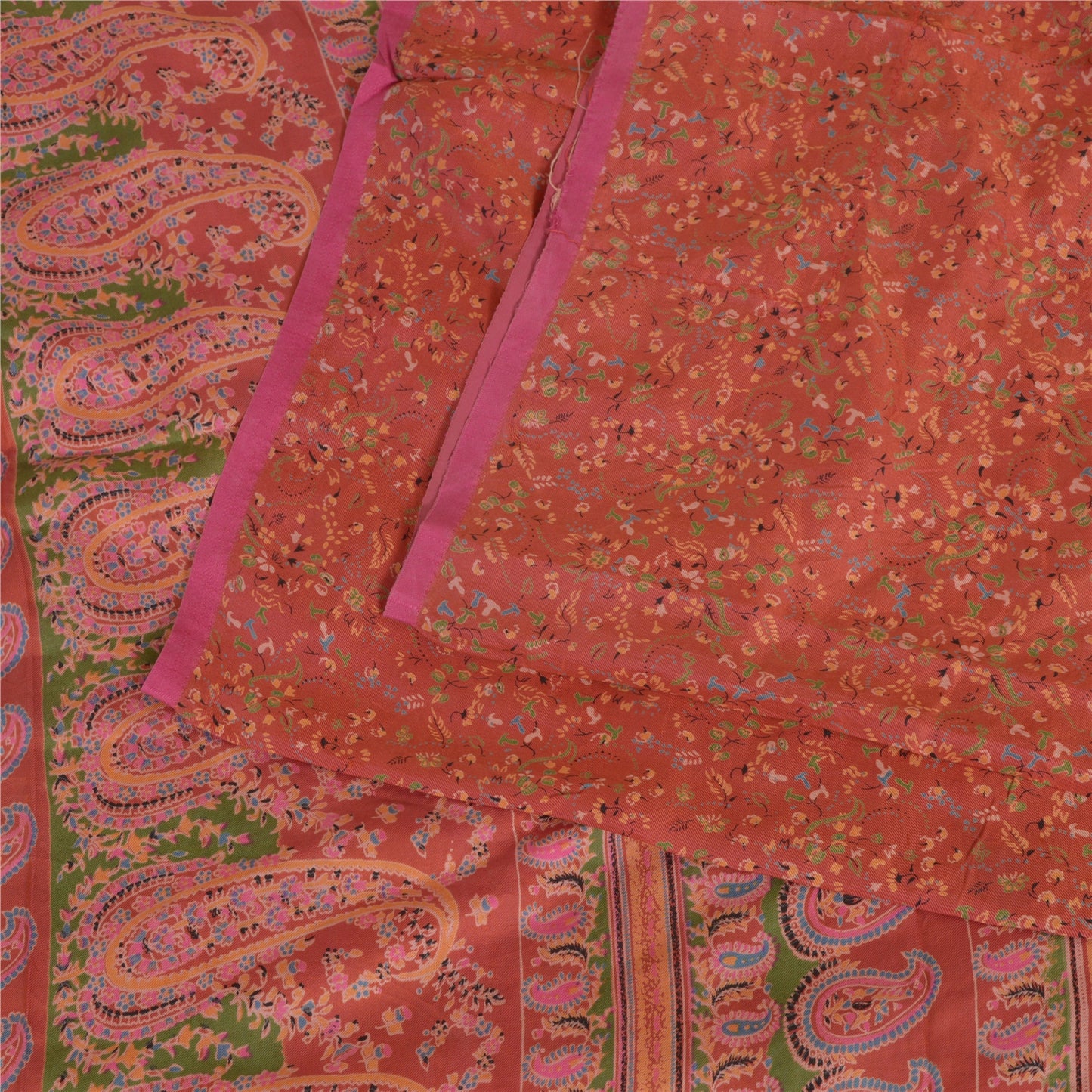 Санскритские винтажные сари индийское темно-красное чистое шелковое сари с принтом 5 ярдов ремесленная устойчивая ткань