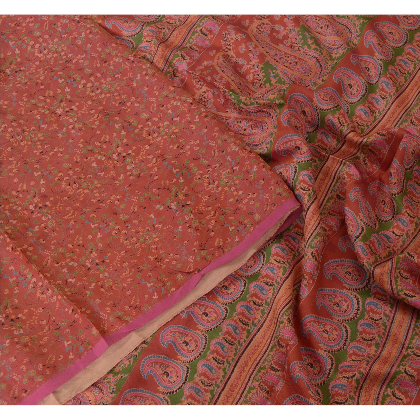 Санскритские винтажные сари индийское темно-красное чистое шелковое сари с принтом 5 ярдов ремесленная устойчивая ткань