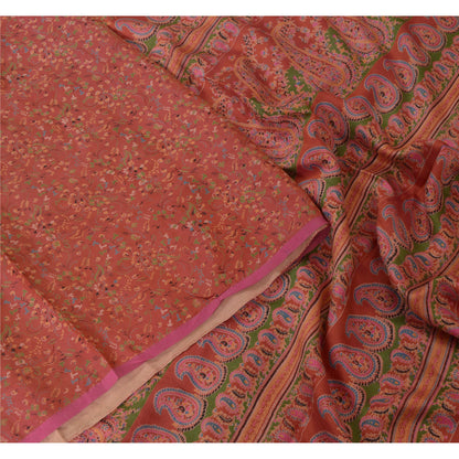 Санскритские винтажные сари индийское темно-красное чистое шелковое сари с принтом 5 ярдов ремесленная устойчивая ткань