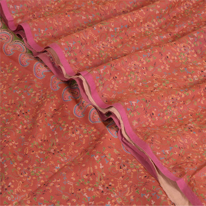 Санскритские винтажные сари индийское темно-красное чистое шелковое сари с принтом 5 ярдов ремесленная устойчивая ткань