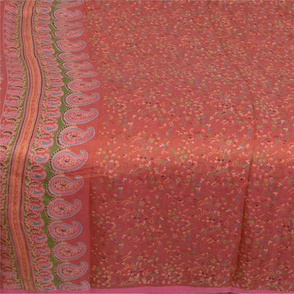 Санскритские винтажные сари индийское темно-красное чистое шелковое сари с принтом 5 ярдов ремесленная устойчивая ткань