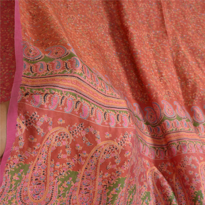 Санскритские винтажные сари индийское темно-красное чистое шелковое сари с принтом 5 ярдов ремесленная устойчивая ткань