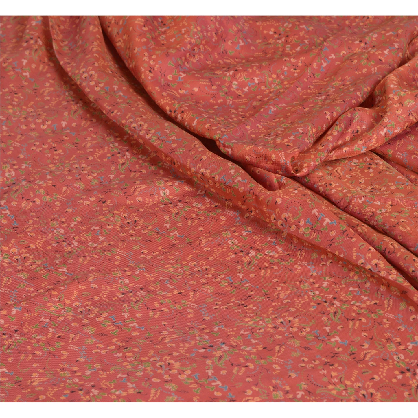 Санскритские винтажные сари индийское темно-красное чистое шелковое сари с принтом 5 ярдов ремесленная устойчивая ткань