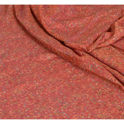 Санскритские винтажные сари индийское темно-красное чистое шелковое сари с принтом 5 ярдов ремесленная устойчивая ткань