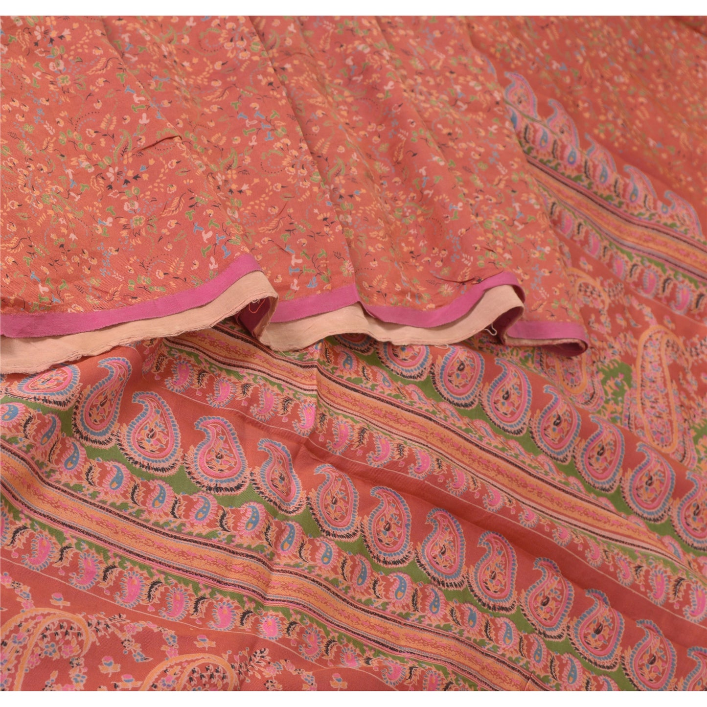 Санскритские винтажные сари индийское темно-красное чистое шелковое сари с принтом 5 ярдов ремесленная устойчивая ткань