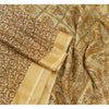 Sanskriti Vintage Sarees Cream Pure Silk Printed Woven Border Sari Craft Sustainable Fabric