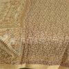 Sanskriti Vintage Sarees Cream Pure Silk Printed Woven Border Sari Craft Sustainable Fabric