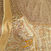 Sanskriti Vintage Sarees Cream Pure Silk Printed Woven Border Sari Craft Sustainable Fabric