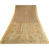 Sanskriti Vintage Sarees Cream Pure Silk Printed Woven Border Sari Craft Sustainable Fabric