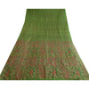 Sanskriti Vintage Green Indian Sarees 100% Pure Silk Printed Sari Craft Sustainable Fabric