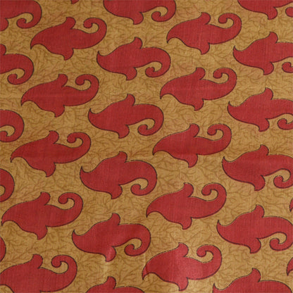 Sanskriti Vintage Brown Indian Sarees 100% Pure Silk Printed Sari Craft Sustainable Fabric