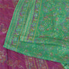 Sanskriti Vintage Purple/Green Sarees 100% Pure Silk Printed Sari Craft Sustainable Fabric