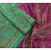 Sanskriti Vintage Purple/Green Sarees 100% Pure Silk Printed Sari Craft Sustainable Fabric