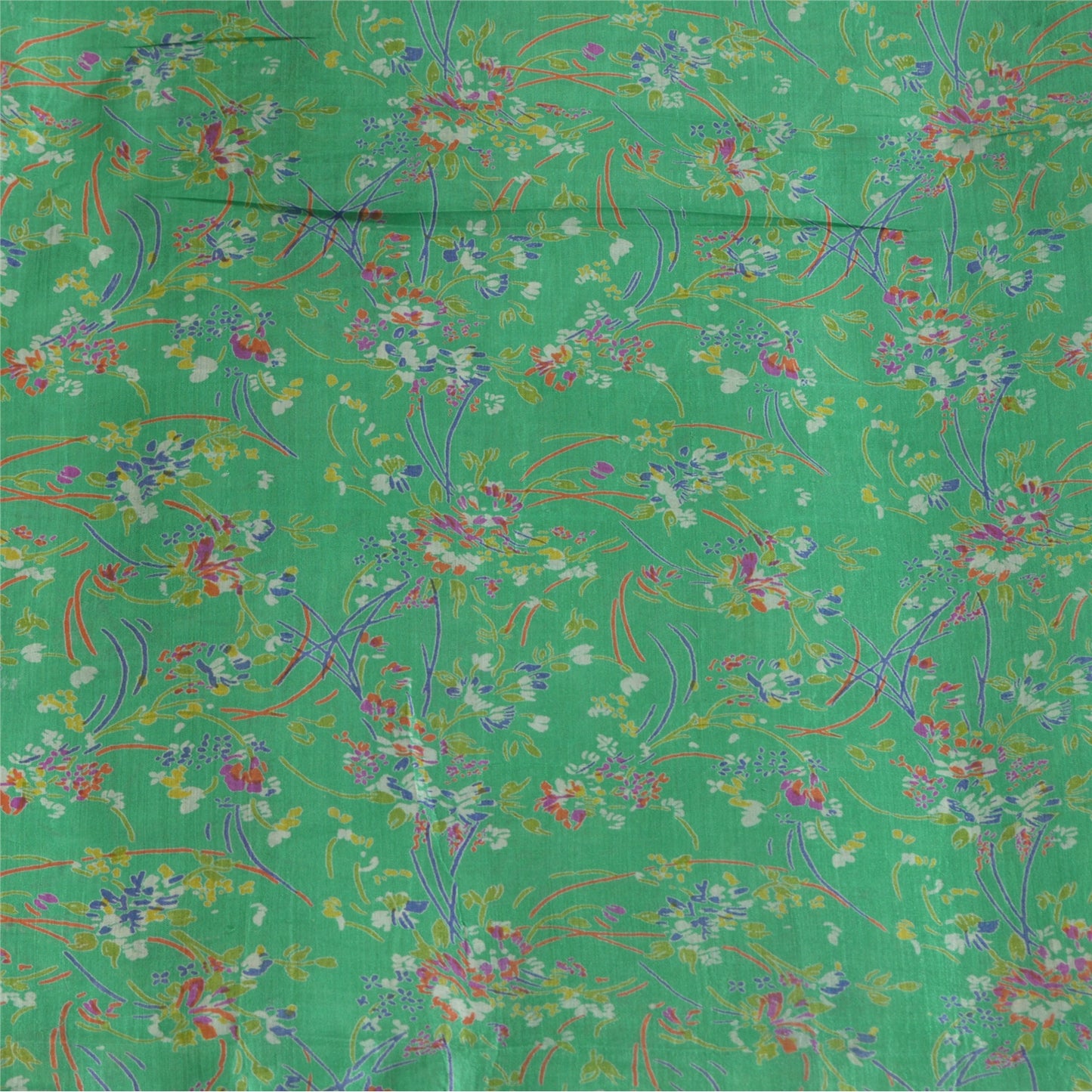 Sanskriti Vintage Purple/Green Sarees 100% Pure Silk Printed Sari Craft Sustainable Fabric