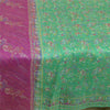 Sanskriti Vintage Purple/Green Sarees 100% Pure Silk Printed Sari Craft Sustainable Fabric